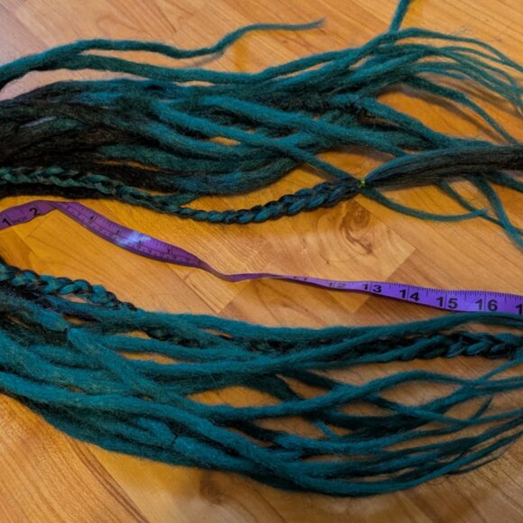 Teal and Black 18 inches Ombre Crochet Synthetic Dreadlocks - Double Ended Set - Picture 4 of 6
